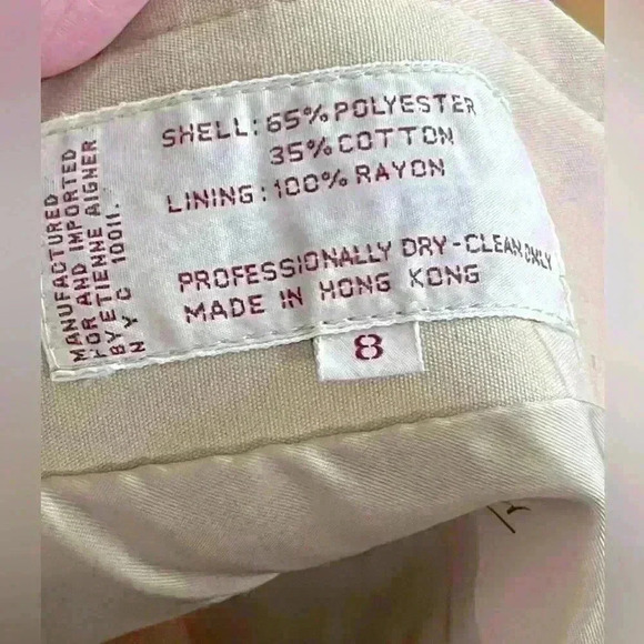 VINTAGE 80s Aigner Beige  Cotton Blend Leather Details Windbreaker Jacket Size 8 - Picture 8 of 9